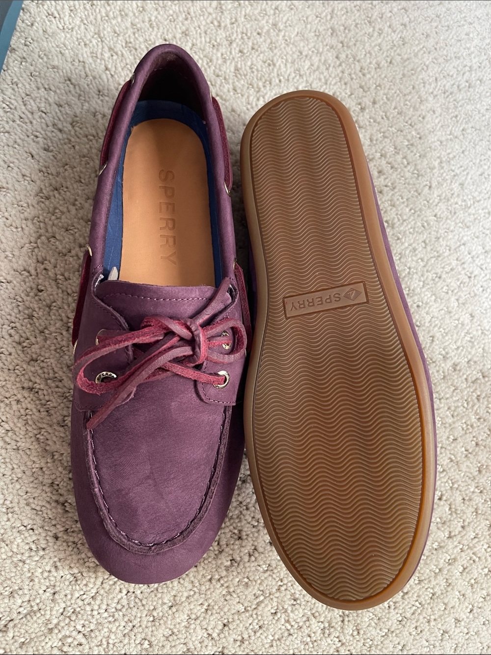 Sperry Plum Suede Boat Shoes - Picture 3 of 3